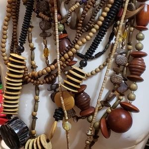 Estate Jewelry Lot Vintage Wooden Jewelry